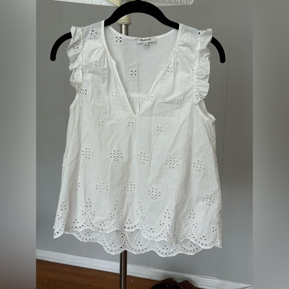 Madewell Dainty White Eyelet Sleeveless Top